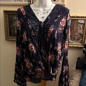 Floral Lace-Up Women's Top